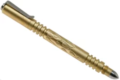 Rick Hinderer Investigator Pen Flames Brass/Messing, Bead Blasted, Tactical Pen