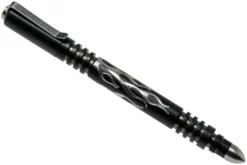 Rick Hinderer Investigator Pen Flames Stainless Steel, Stonewash DLC, Tactical Pen