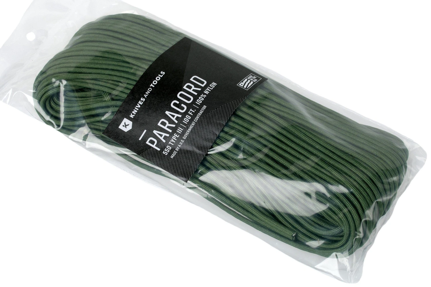 Knivesandtools 550 Paracord Type III, Colour: Fern Green, 100 Ft (30.48 M) 3 Knivesandtools 550 Paracord Type III, Colour: Fern Green, 100 Ft (30.48 M) - Billede 3