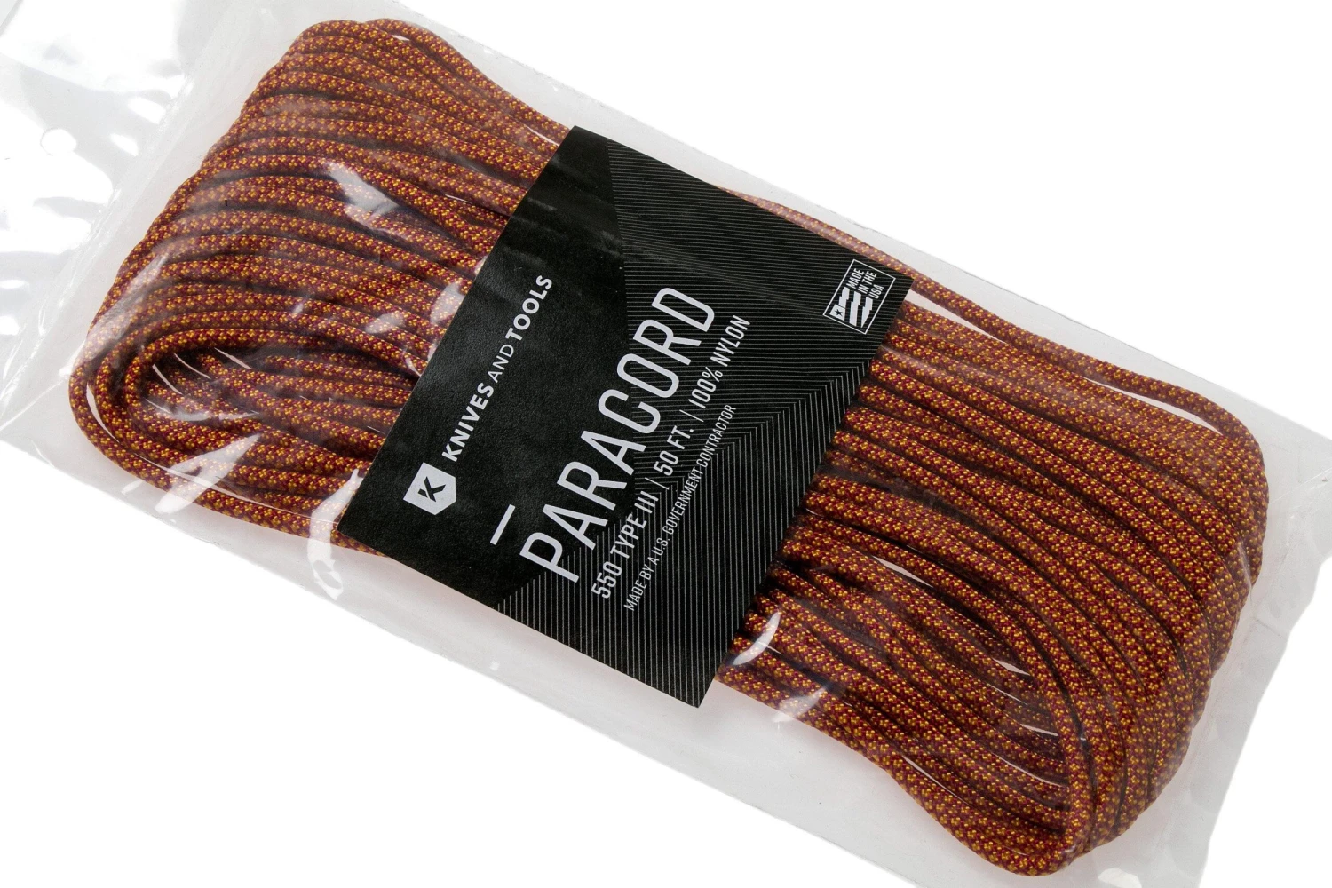 Knivesandtools 550 Paracord Type III, Colour: Burgundy With Goldenrod Diamonds - 50 Ft (15.24 Meters) 3 Knivesandtools 550 Paracord Type III, Colour: Burgundy With Goldenrod Diamonds - 50 Ft (15.24 Meters) - Billede 3