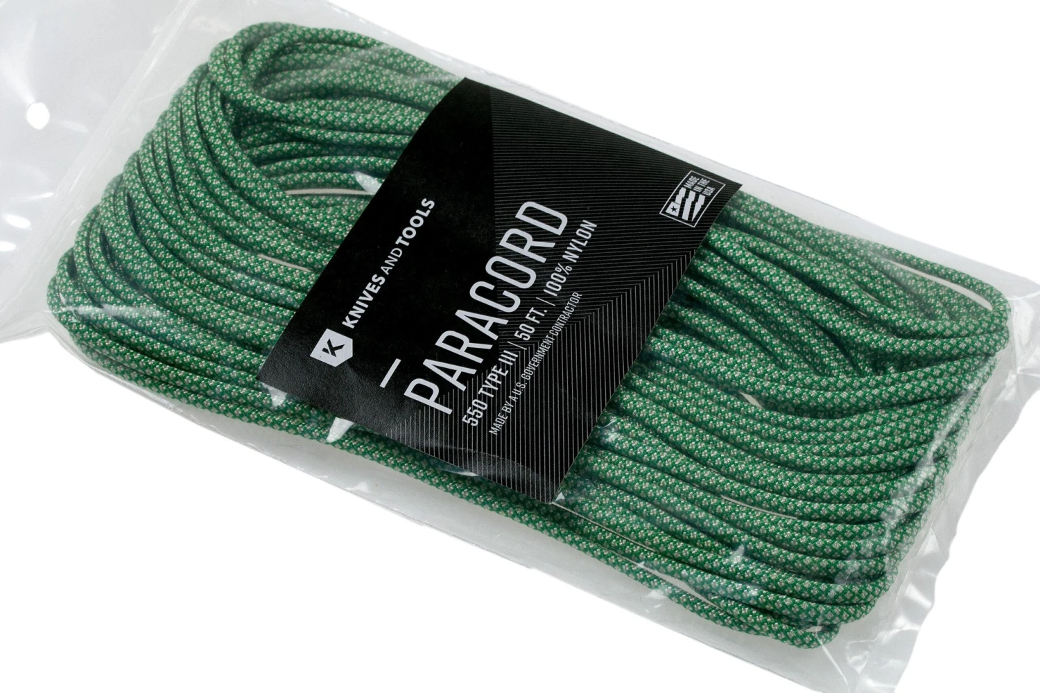 Knivesandtools 550 Paracord Type III Colour: Kelly Green With Cream Diamonds - 50 Ft (15.24 Meters) 3 Knivesandtools 550 Paracord Type III Colour: Kelly Green With Cream Diamonds - 50 Ft (15.24 Meters) - Billede 3