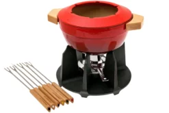 Le Creuset Fondue Set With Wooden Handles, 2L, Cherry Red
