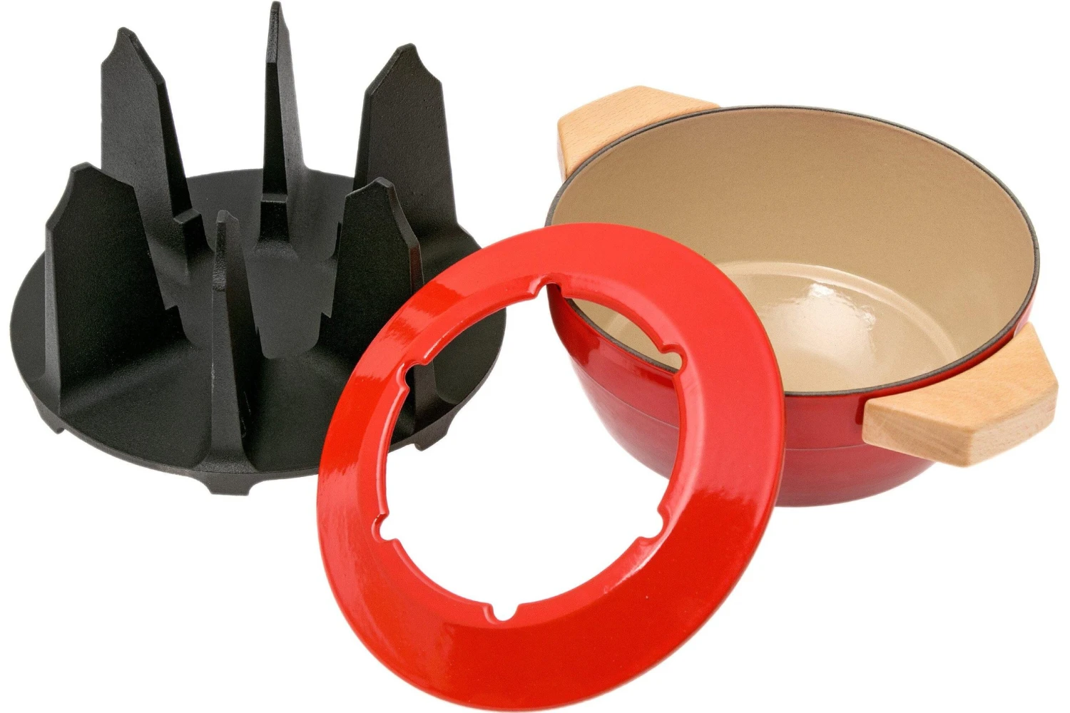 Le Creuset Fondue Set With Wooden Handles, 2L, Cherry Red 2 Le Creuset Fondue Set With Wooden Handles, 2L, Cherry Red - Billede 2