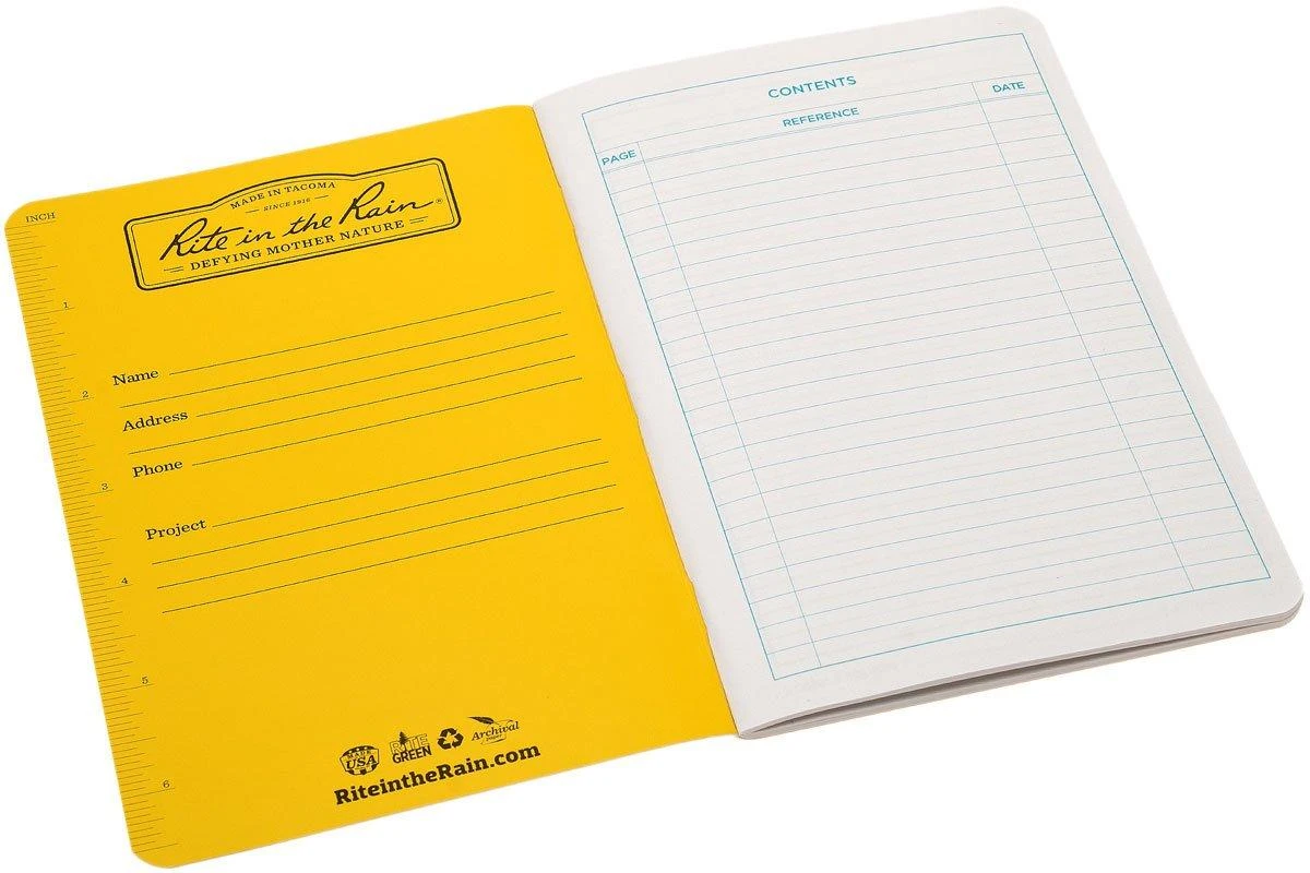 Rite In The Rain Notebook 4 5/8 X 7 Yellow, 3-piece, 371FX 3 Rite In The Rain Notebook 4 5/8 X 7 Yellow, 3-piece, 371FX - Billede 3