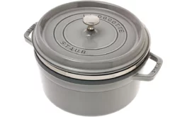 Staub Roasting Pan - Cocotte 26cm, 5,2L, Grey With Steam Tray