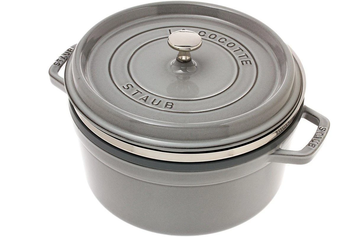 Staub Roasting Pan - Cocotte 26cm, 5,2L, Grey With Steam Tray 1 Staub Roasting Pan - Cocotte 26cm, 5,2L, Grey With Steam Tray
