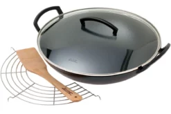 Spring Cast Iron Wok With Glass Lid 35 Cm, 4,0L