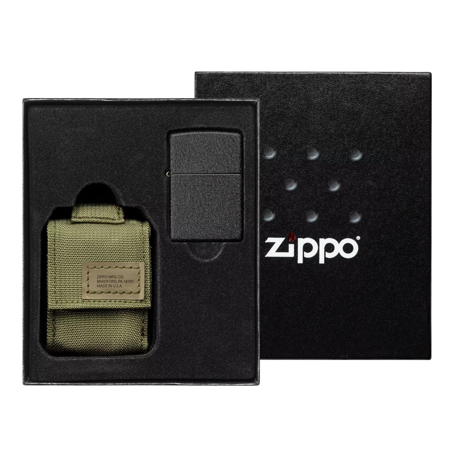 Zippo Tactical Green Pouch And Black Crackle Windproof 49400-000002, Lighter Gift Set 1 Zippo Tactical Green Pouch And Black Crackle Windproof 49400-000002, Lighter Gift Set