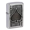 Zippo Ace Of Spades Emblem 49637-000002, Brushed Chrome, Lighter