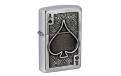 Zippo Ace Of Spades Emblem 49637-000002, Brushed Chrome, Lighter